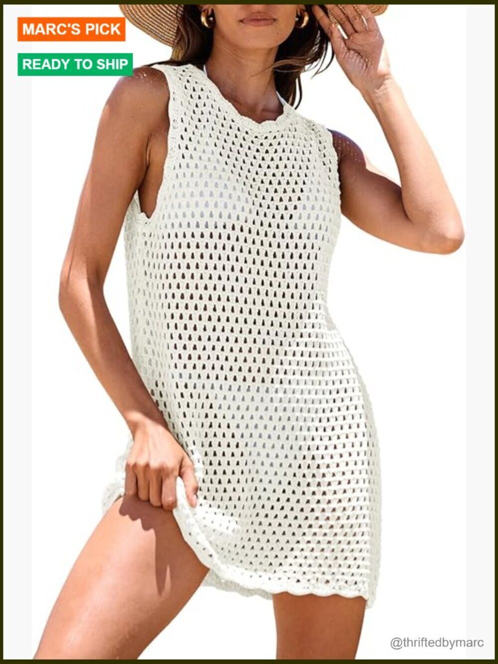 Sleeveless Knit Crochet Beach Cover Up Mini Dress Summer Swimwear 26